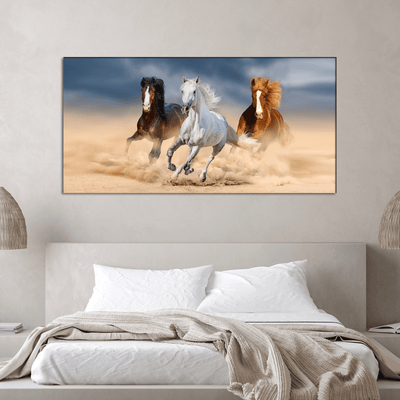 DECORGLANCE Posters, Prints, & Visual Artwork Three Running Horses Canvas Wall Painting