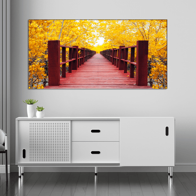 DECORGLANCE Posters, Prints, & Visual Artwork Timber Bridge Forest Canvas Wall Painting