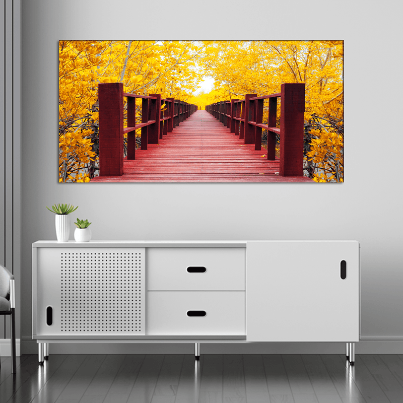 DECORGLANCE Posters, Prints, & Visual Artwork Timber Bridge Forest Canvas Wall Painting