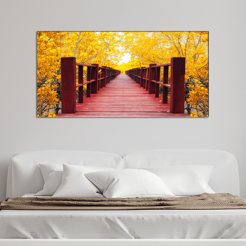 DECORGLANCE Posters, Prints, & Visual Artwork Timber Bridge Forest Canvas Wall Painting
