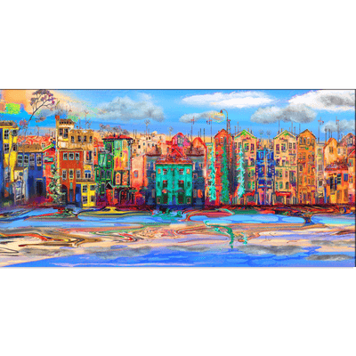 DECORGLANCE Posters, Prints, & Visual Artwork Town View Spread Art Canvas Wall Painting