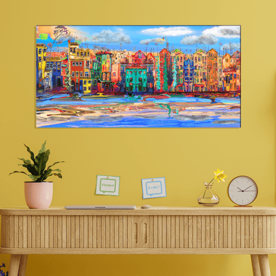 DECORGLANCE Posters, Prints, & Visual Artwork Town View Spread Art Canvas Wall Painting