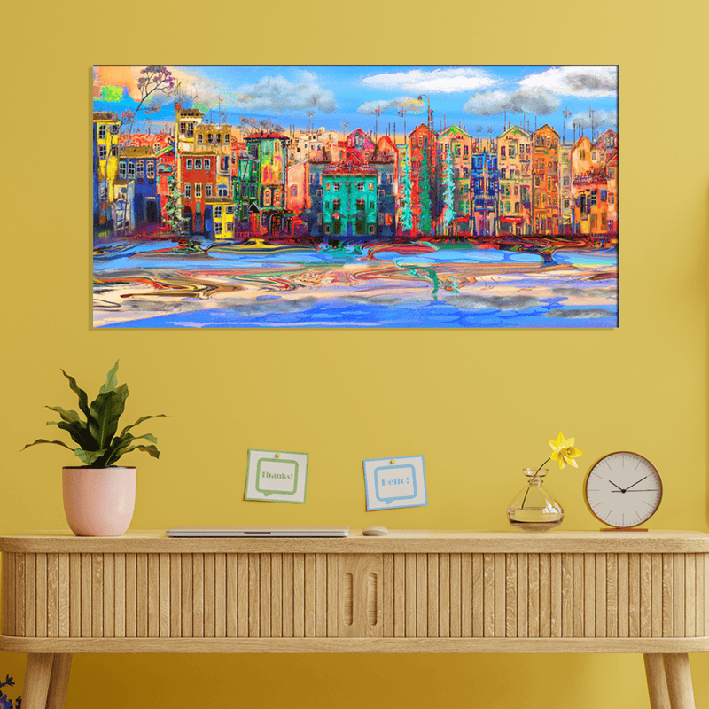 DECORGLANCE Posters, Prints, & Visual Artwork Town View Spread Art Canvas Wall Painting