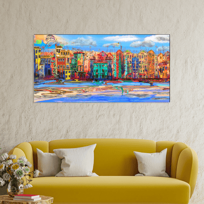 DECORGLANCE Posters, Prints, & Visual Artwork Town View Spread Art Canvas Wall Painting