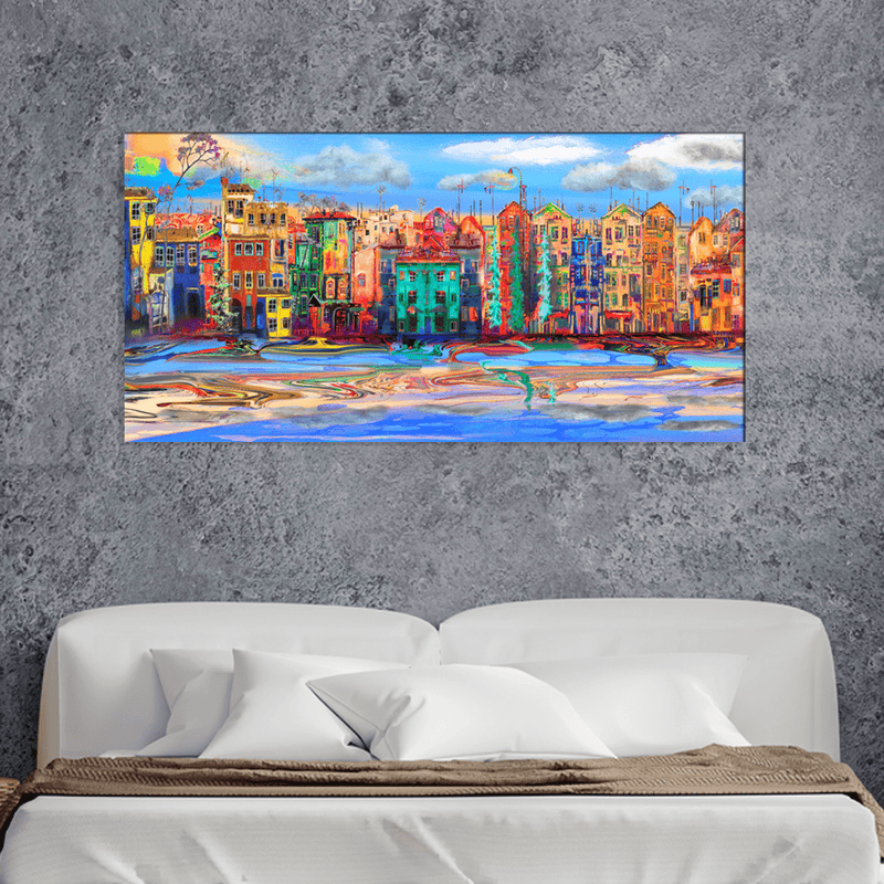 DECORGLANCE Posters, Prints, & Visual Artwork Town View Spread Art Canvas Wall Painting