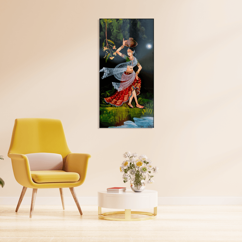 DECORGLANCE Posters, Prints, & Visual Artwork Traditional Indian Girl Canvas Wall Painting