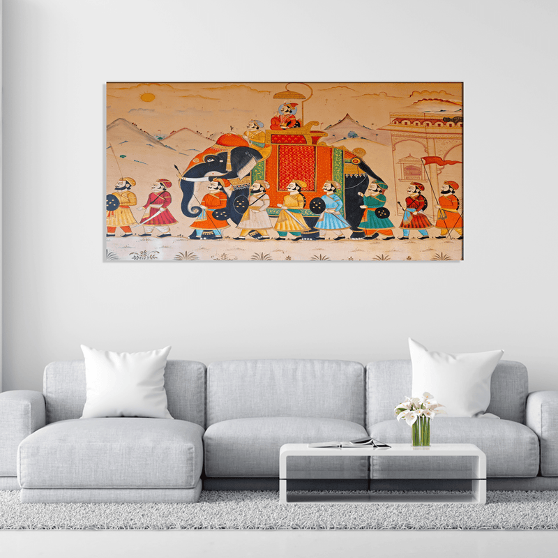 DECORGLANCE Posters, Prints, & Visual Artwork Traditional Rajasthani Wall Street Art Canvas Wall Painting