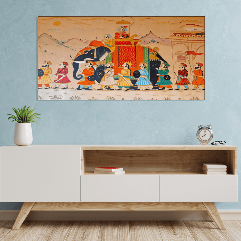 DECORGLANCE Posters, Prints, & Visual Artwork Traditional Rajasthani Wall Street Art Canvas Wall Painting