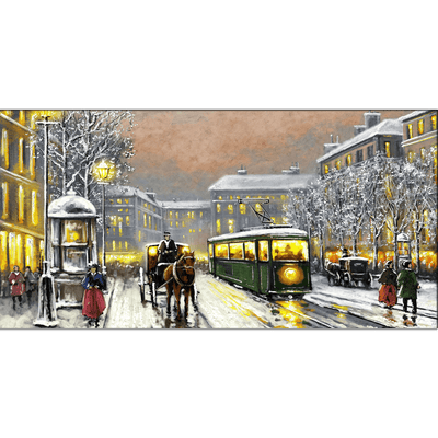 DECORGLANCE Posters, Prints, & Visual Artwork Tram In The Street Canvas Wall Painting