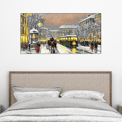 DECORGLANCE Posters, Prints, & Visual Artwork Tram In The Street Canvas Wall Painting