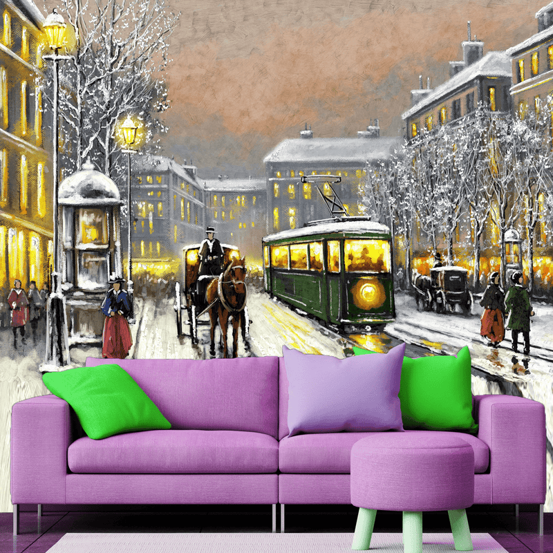 DECORGLANCE Posters, Prints, & Visual Artwork Tram In The Street Wallpaper