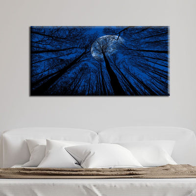 DecorGlance Posters, Prints, & Visual Artwork Trees Top View Under Beautiful Blue Moon Canvas Wall Painting
