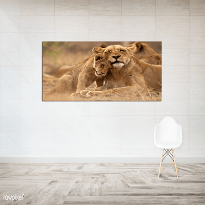 DECORGLANCE Posters, Prints, & Visual Artwork Two Tigers Canvas Wall Painting