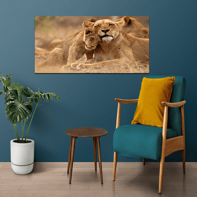 DECORGLANCE Posters, Prints, & Visual Artwork Two Tigers Canvas Wall Painting