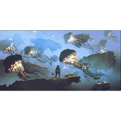 DECORGLANCE Posters, Prints, & Visual Artwork Underwater Jelly Fish View Canvas Wall Painting
