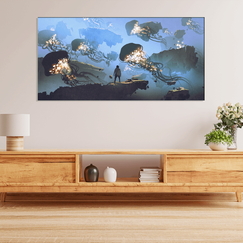 DECORGLANCE Posters, Prints, & Visual Artwork Underwater Jelly Fish View Canvas Wall Painting