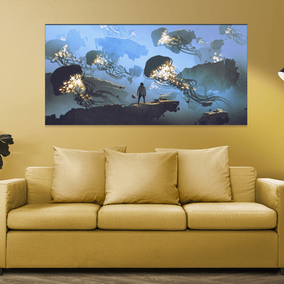 DECORGLANCE Posters, Prints, & Visual Artwork Underwater Jelly Fish View Canvas Wall Painting