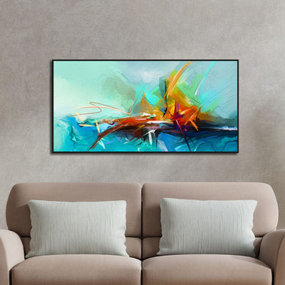 DecorGlance Posters, Prints, & Visual Artwork Vibrant Color Patch Abstract Canvas Floating Frame Wall Painting