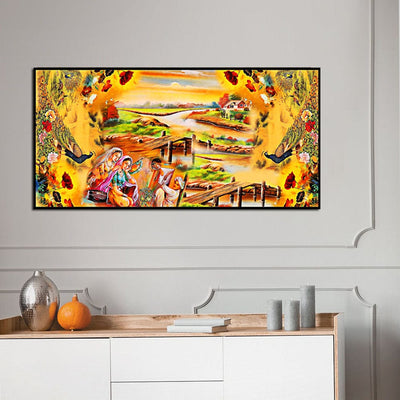 DecorGlance Posters, Prints, & Visual Artwork Village Madhubani Canvas Wall Painting
