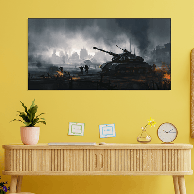DECORGLANCE Posters, Prints, & Visual Artwork War Tank At Night Canvas Wall Painting