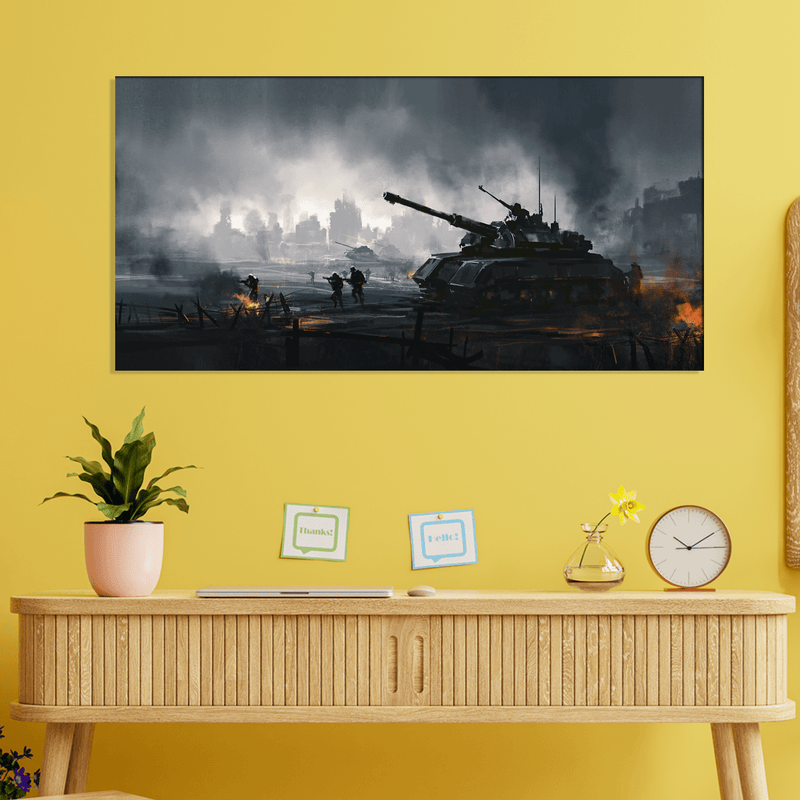 DECORGLANCE Posters, Prints, & Visual Artwork War Tank At Night Canvas Wall Painting