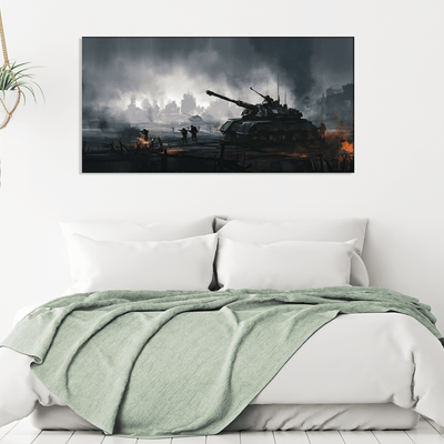 DECORGLANCE Posters, Prints, & Visual Artwork War Tank At Night Canvas Wall Painting