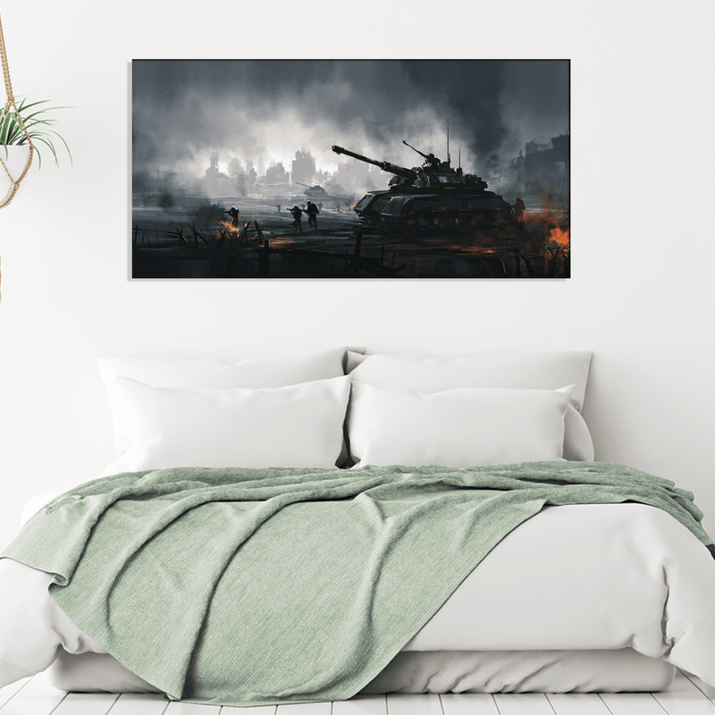 DECORGLANCE Posters, Prints, & Visual Artwork War Tank At Night Canvas Wall Painting