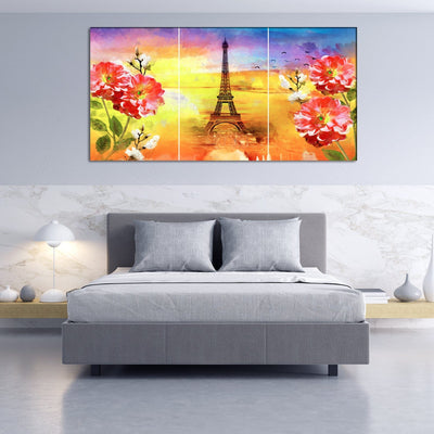 DECORGLANCE Posters, Prints, & Visual Artwork Water Color Eiffel Tower Canvas Wall Painting