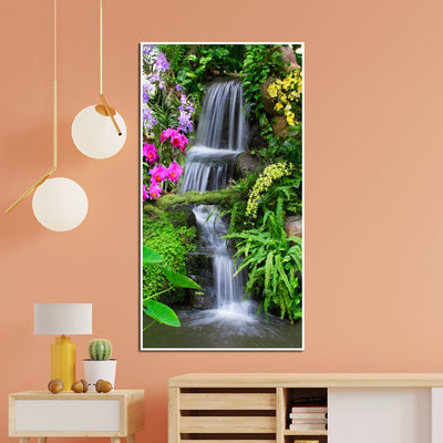 DecorGlance Posters, Prints, & Visual Artwork Waterfall Nature Scenery Floating Frame Canvas Wall Painting