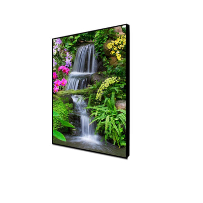 DecorGlance Posters, Prints, & Visual Artwork CANVAS PRINT BLACK FLOATING FRAME / (48x24) Inch / (121x60) Cm Waterfall Nature Scenery Floating Frame Canvas Wall Painting