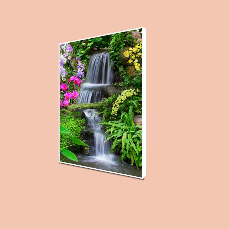 DecorGlance Posters, Prints, & Visual Artwork CANVAS PRINT WHITE FLOATING FRAME / (48x24) Inch / (121x60) Cm Waterfall Nature Scenery Floating Frame Canvas Wall Painting
