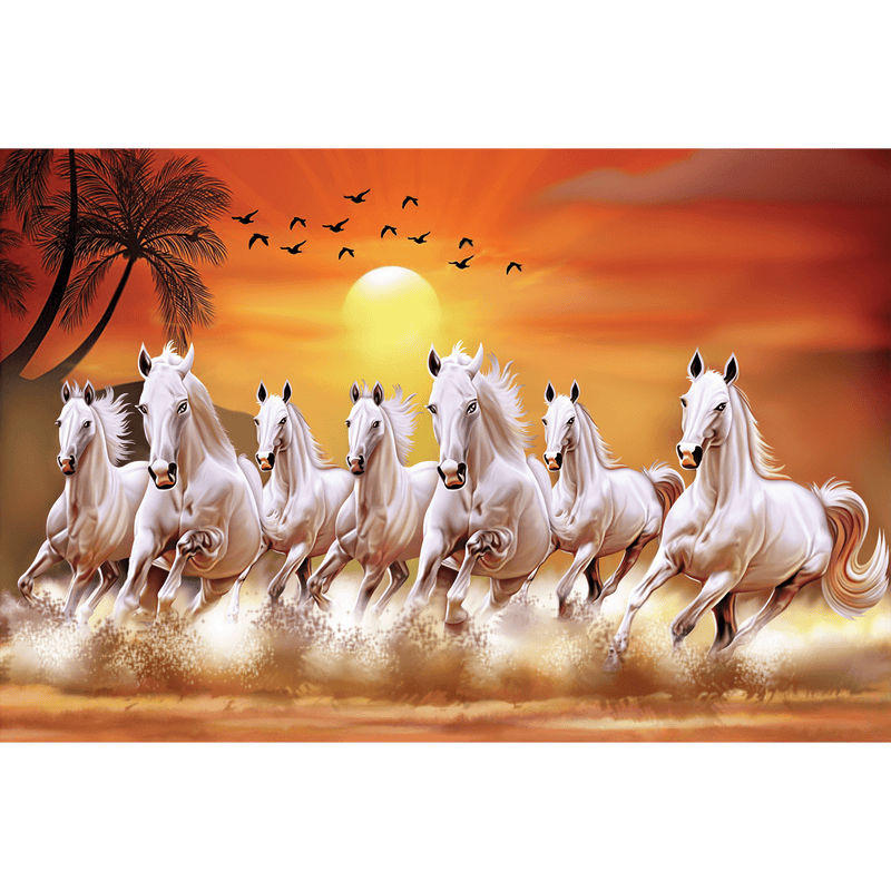 DECORGLANCE Posters, Prints, & Visual Artwork White Horses Running In Time Of Sunset Wallpaper