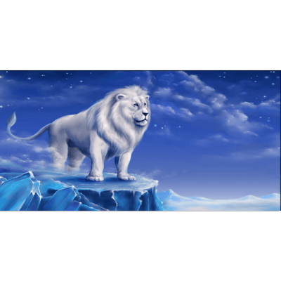 DECORGLANCE Posters, Prints, & Visual Artwork White Lion In Blue Sky Canvas Wall Painting