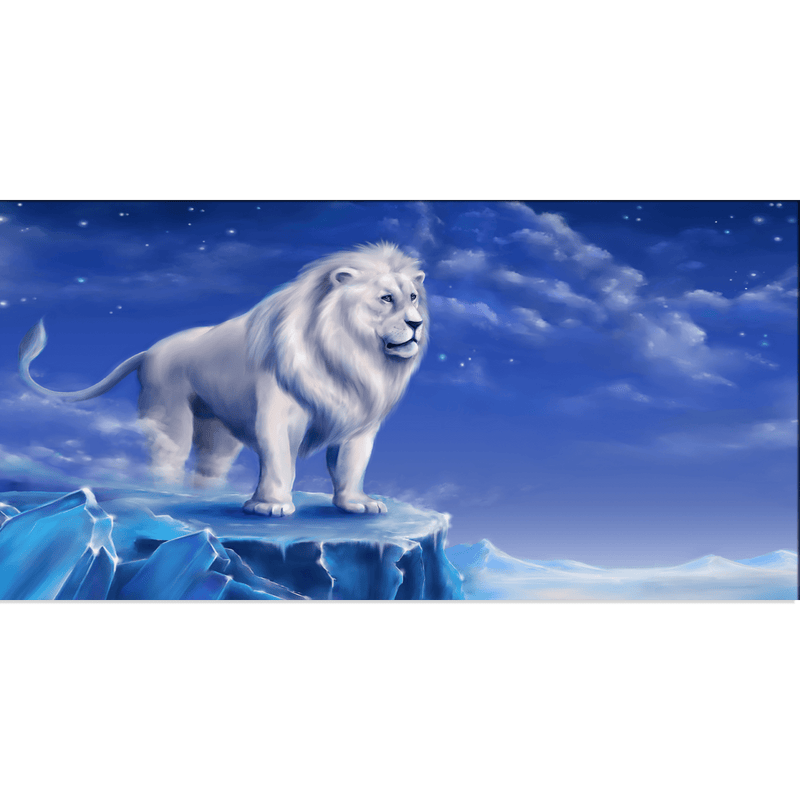 DECORGLANCE Posters, Prints, & Visual Artwork White Lion In Blue Sky Canvas Wall Painting