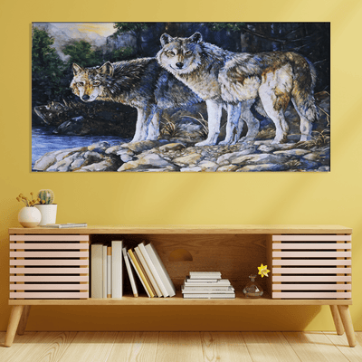 DECORGLANCE Posters, Prints, & Visual Artwork Wolf Abstract Canvas Wall Painting