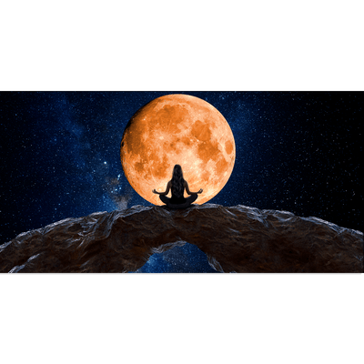 DECORGLANCE Posters, Prints, & Visual Artwork Woman Meditating In Front Of Moon Canvas Wall Painting