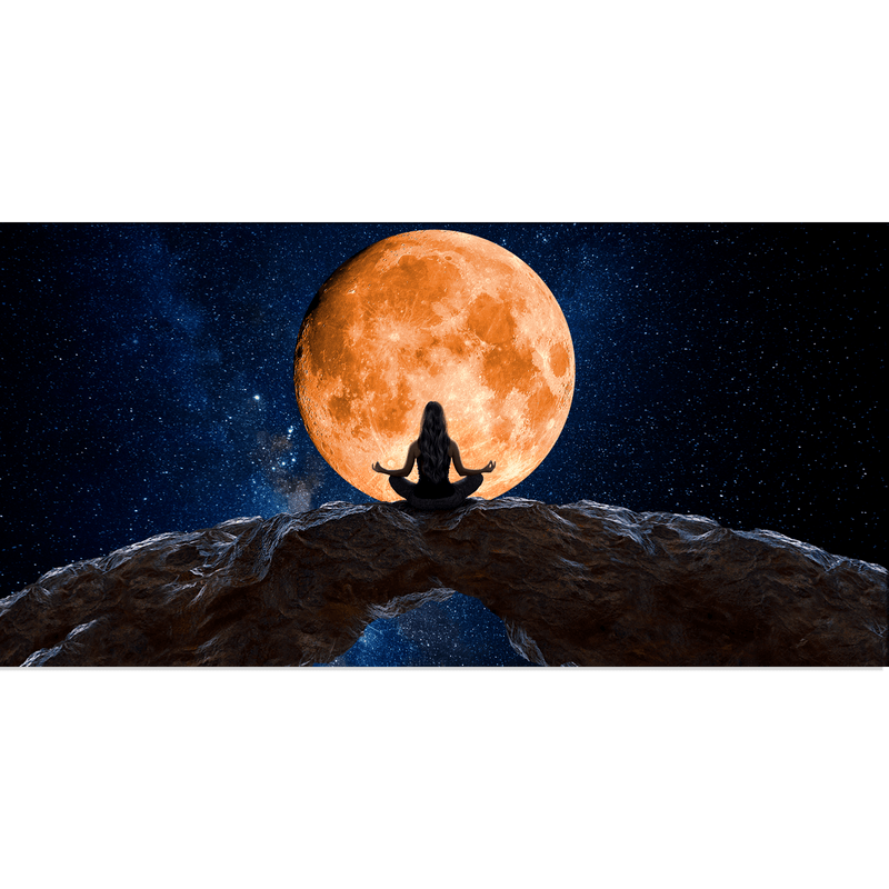 DECORGLANCE Posters, Prints, & Visual Artwork Woman Meditating In Front Of Moon Canvas Wall Painting