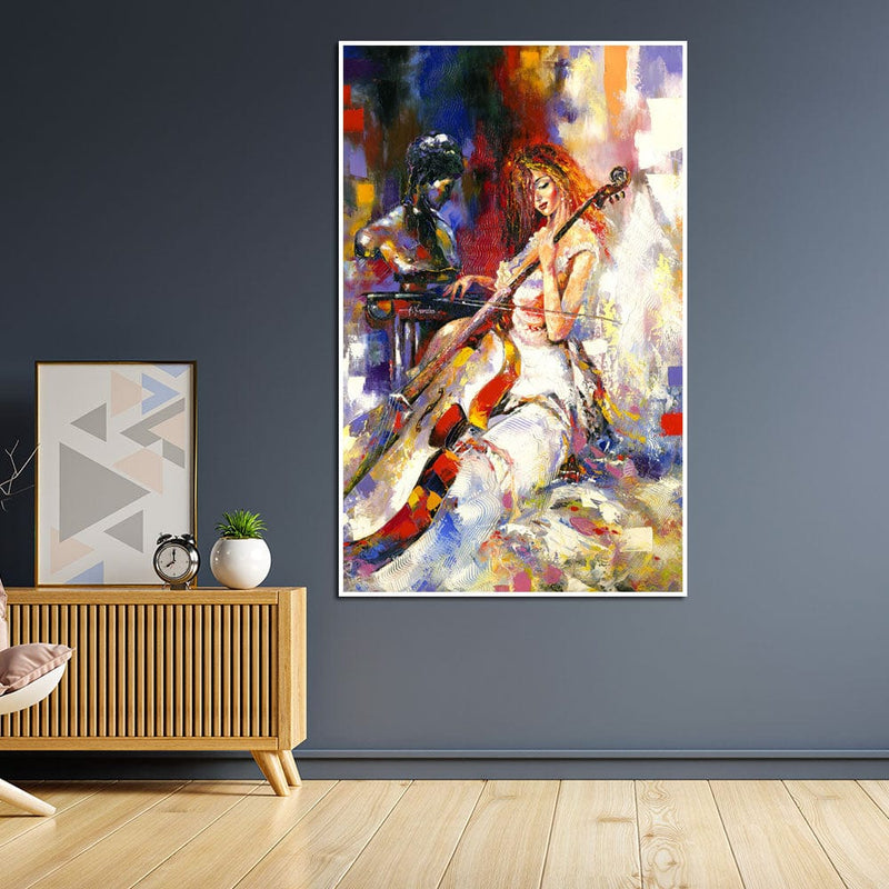 DecorGlance Posters, Prints, & Visual Artwork Woman Playing Guitar Canvas Wall Painting