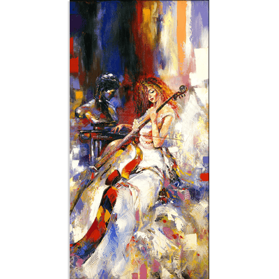 DECORGLANCE Posters, Prints, & Visual Artwork Woman Playing Guitar Painting Canvas Wall Painting