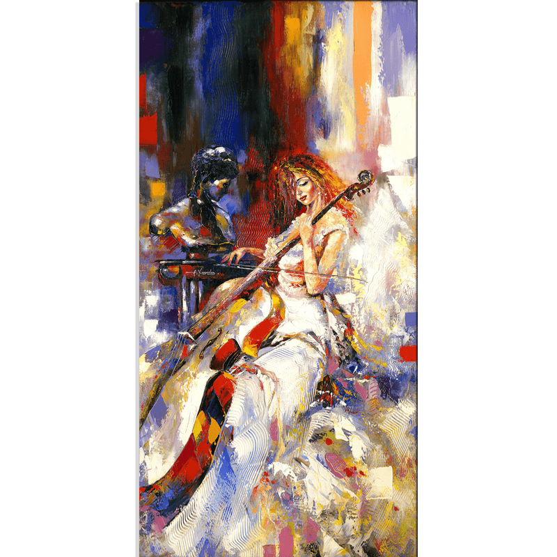 DECORGLANCE Posters, Prints, & Visual Artwork Woman Playing Guitar Painting Canvas Wall Painting