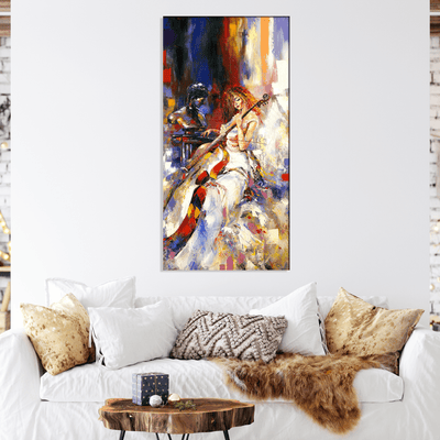 DECORGLANCE Posters, Prints, & Visual Artwork Woman Playing Guitar Painting Canvas Wall Painting