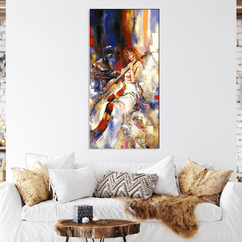 DECORGLANCE Posters, Prints, & Visual Artwork Woman Playing Guitar Painting Canvas Wall Painting