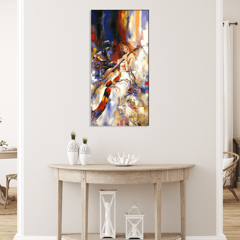 DECORGLANCE Posters, Prints, & Visual Artwork Woman Playing Guitar Painting Canvas Wall Painting