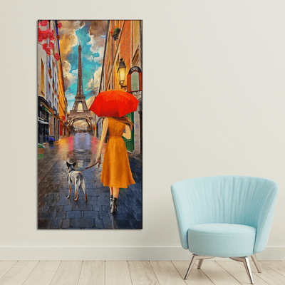 DECORGLANCE Posters, Prints, & Visual Artwork Women In Front Of Eiffel Tower Canvas Wall Painting