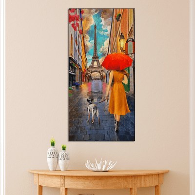 DECORGLANCE Posters, Prints, & Visual Artwork Women In Front Of Eiffel Tower Canvas Wall Painting