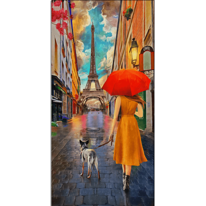 DECORGLANCE Posters, Prints, & Visual Artwork Women In Front Of Eiffel Tower Canvas Wall Painting