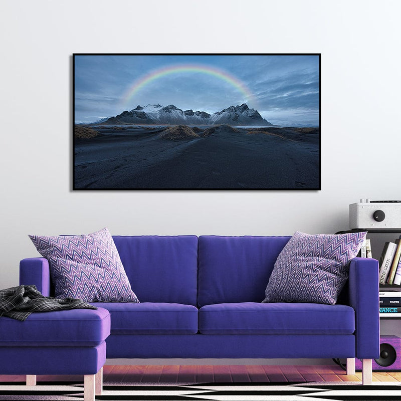 DecorGlance Rainbow Mountain Canvas Floating Frame Canvas Wall Painting