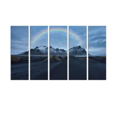 DecorGlance Rainbow Mountain Canvas Wall Painting - With 5 Panel