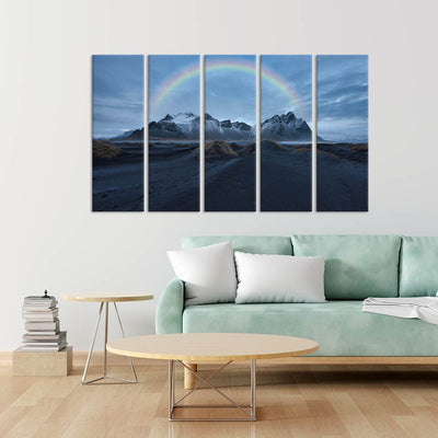 DecorGlance Rainbow Mountain Canvas Wall Painting - With 5 Panel