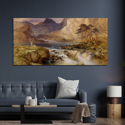 DecorGlance Rectangle painting Oil Color Mountain View Canvas Wall Painting